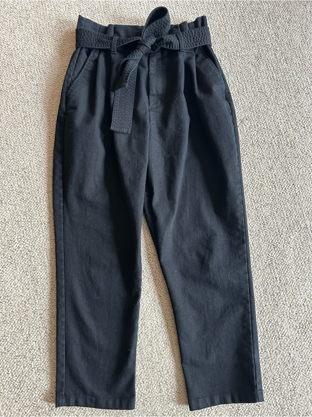 Classic Black Paperbag Waist Women's Pants